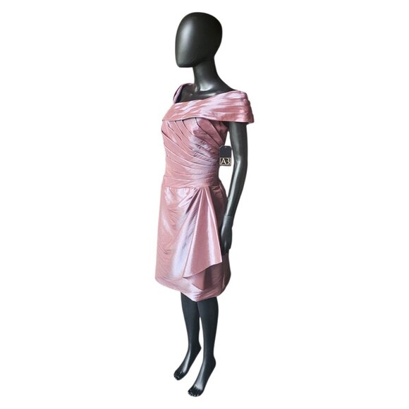 NWOT Iridescent Rose Taffeta Asymmetrical Off Shoulder Cocktail Dress - Jade - Picture 5 of 9